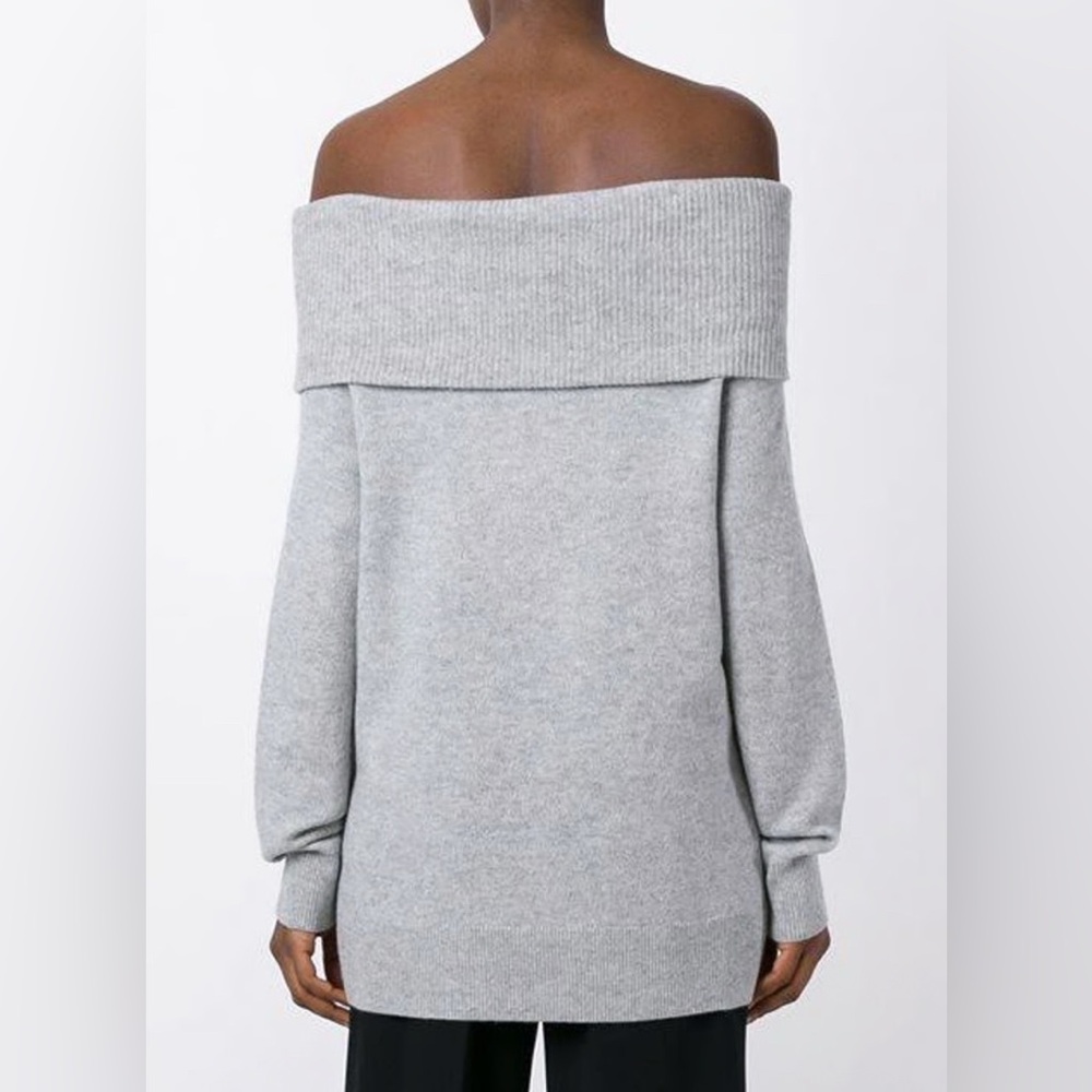 T Alexander Wang Gray Cashmere Wool Off Shoulder Long Sweater/ Tunic  Sz Medium - Picture 7 of 15